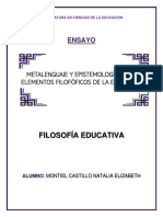 Metalenguaje y Epistemología Como Elementos Filosóficos de La Educación Educativa.