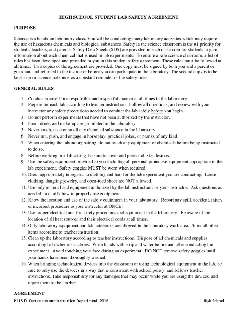 Ensuring Student Safety in the Science Laboratory A High School