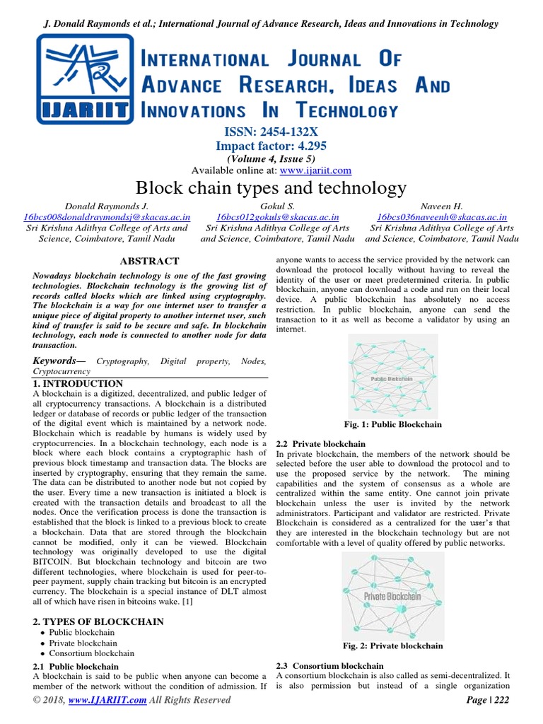 Block Chain Types and Technology | PDF | Cryptocurrency | Bitcoin