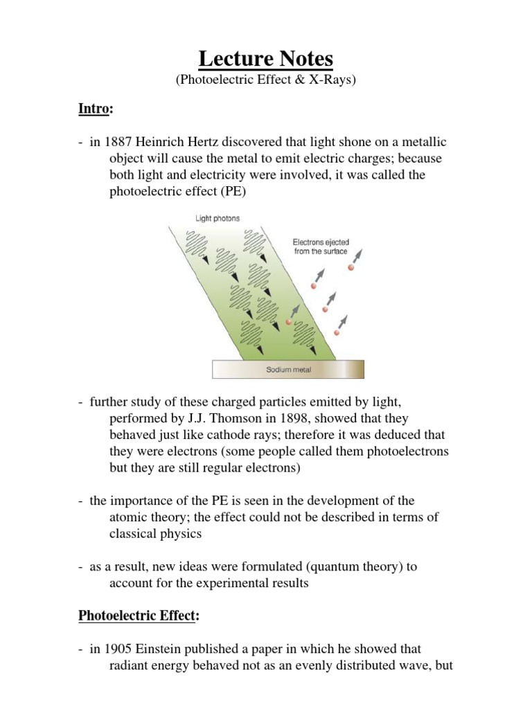 Photoelectric Effect & XRays PDF Photoelectric Effect X Ray