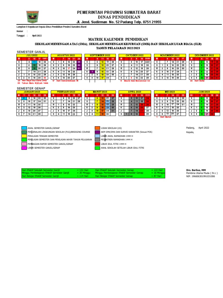 Kalender Pendidikan Provinsi 2022 2023 Pdf