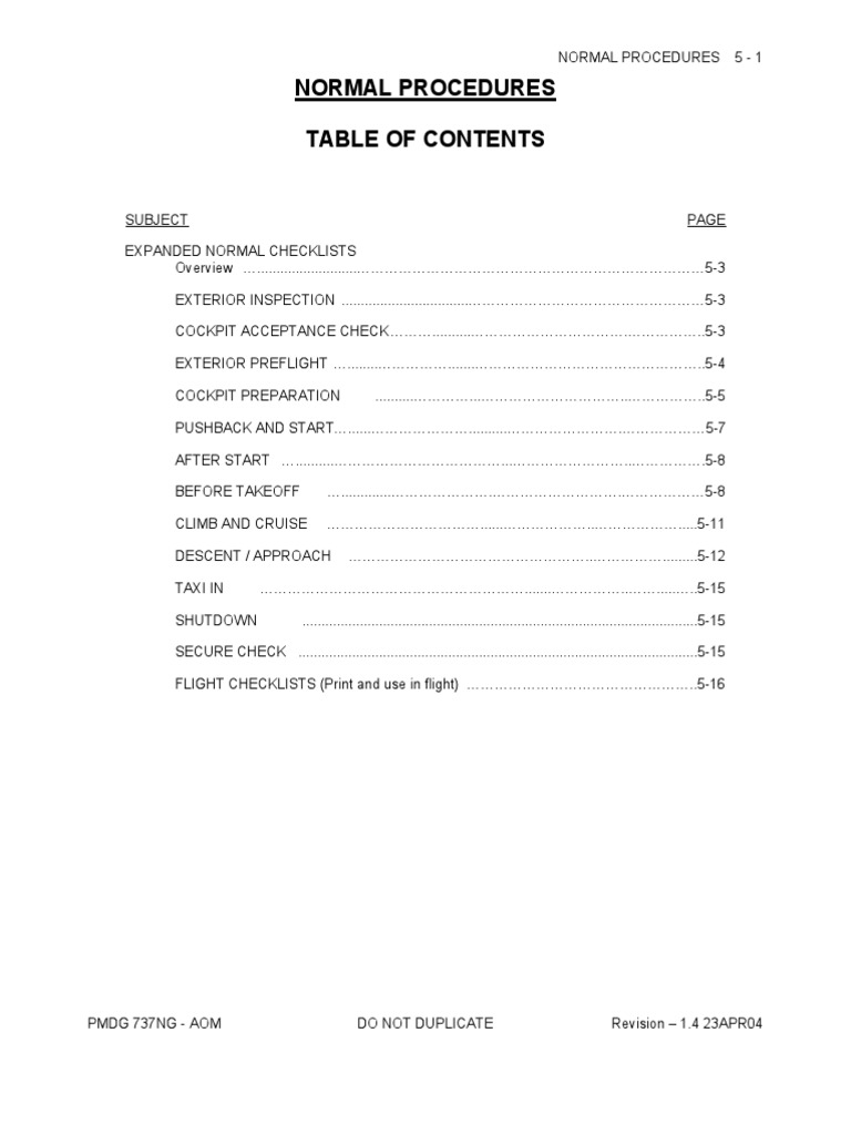 737NG Normal Procedures Checklist | PDF | Takeoff | Flap (Aeronautics)