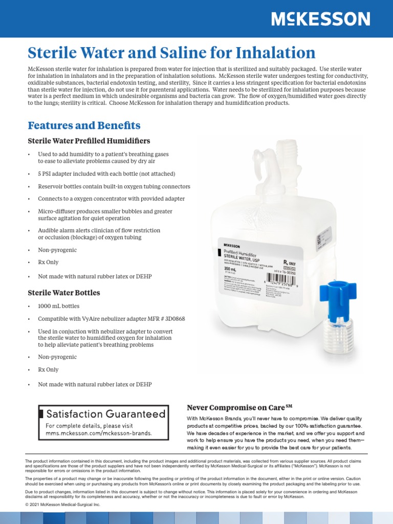 Sterile Water and Saline Inhalation Tear Sheet 2021-01 | PDF | Saline ...