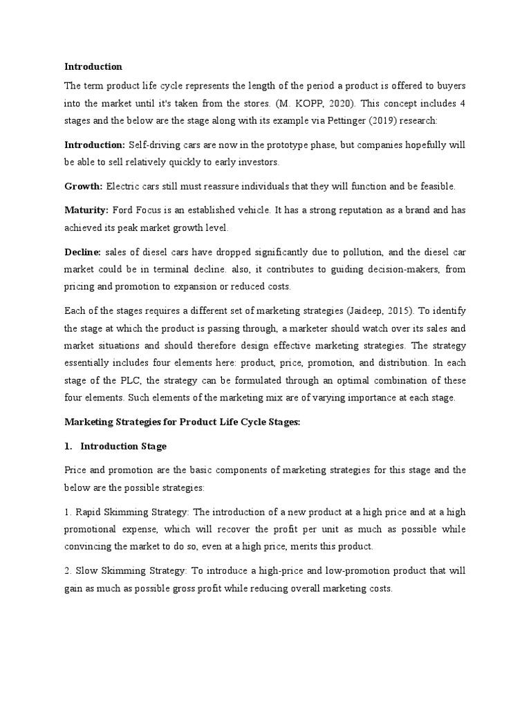 Marketing Strategies in Product Life Cycle | PDF | Marketing ...