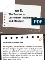 Teacher's Role in Curriculum Implementation and Change Process