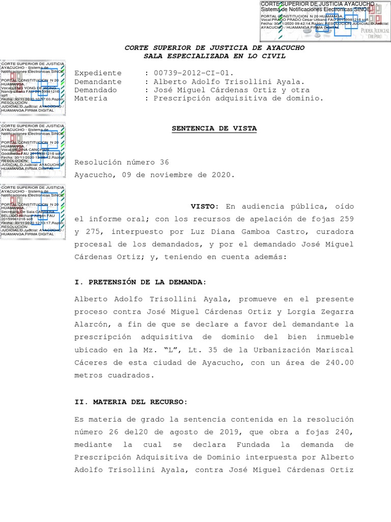 Sentencia de Vista Caso Ayacucho45 | PDF | Debido al proceso