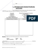 Mechanic and Chemical Weathering Worksheet