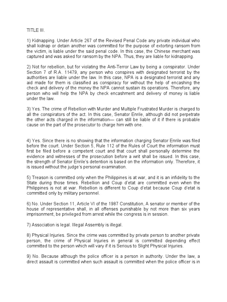 Direct Assaults, Revised Penal Code – JOQKJW