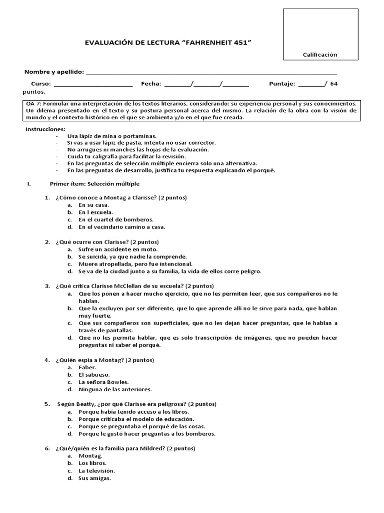 Evaluación de 