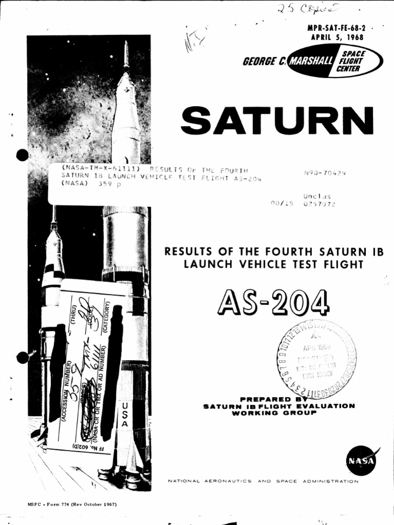 Results of The Fourth Saturn IB Launch Vehicle Test Flight AS-204 | PDF ...