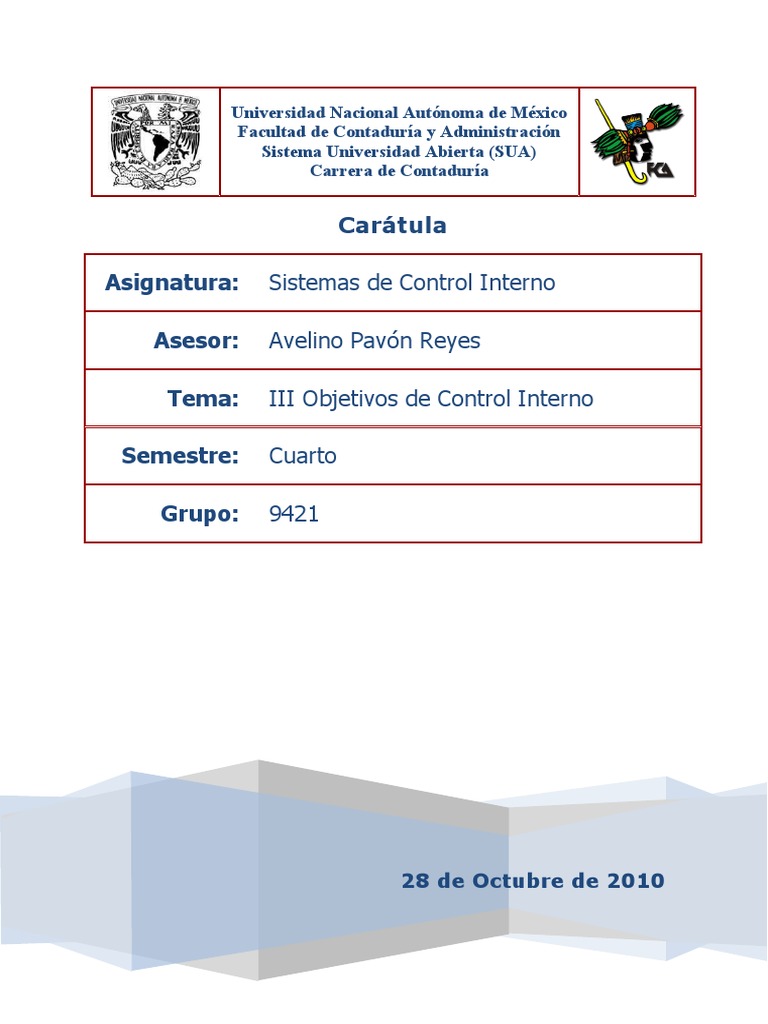 Objetivos del Control Interno Contable | PDF | Contabilidad | Teneduría ...