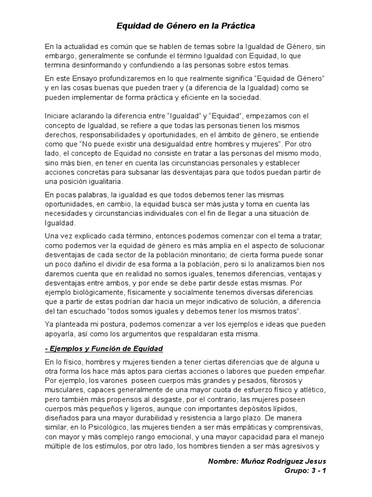 Equidad | PDF | Igualdad de género | Estudios de género