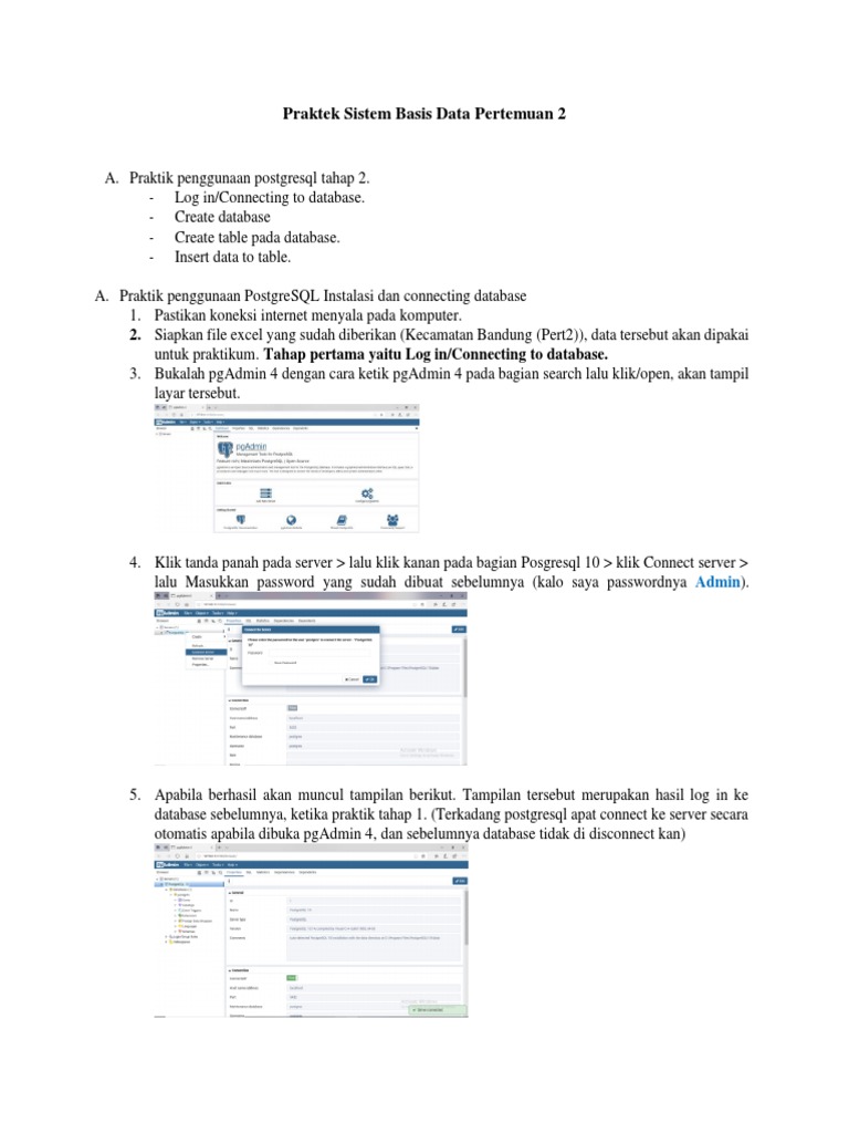 Praktik PostgreSQL: Membuat Database dan Tabel | PDF | Komputer