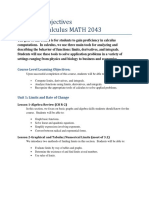 Calculus Learning Objectives and Course Overview