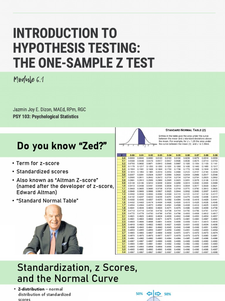 Module 6.1 Z Scores PDF Standard Score Intelligence Quotient