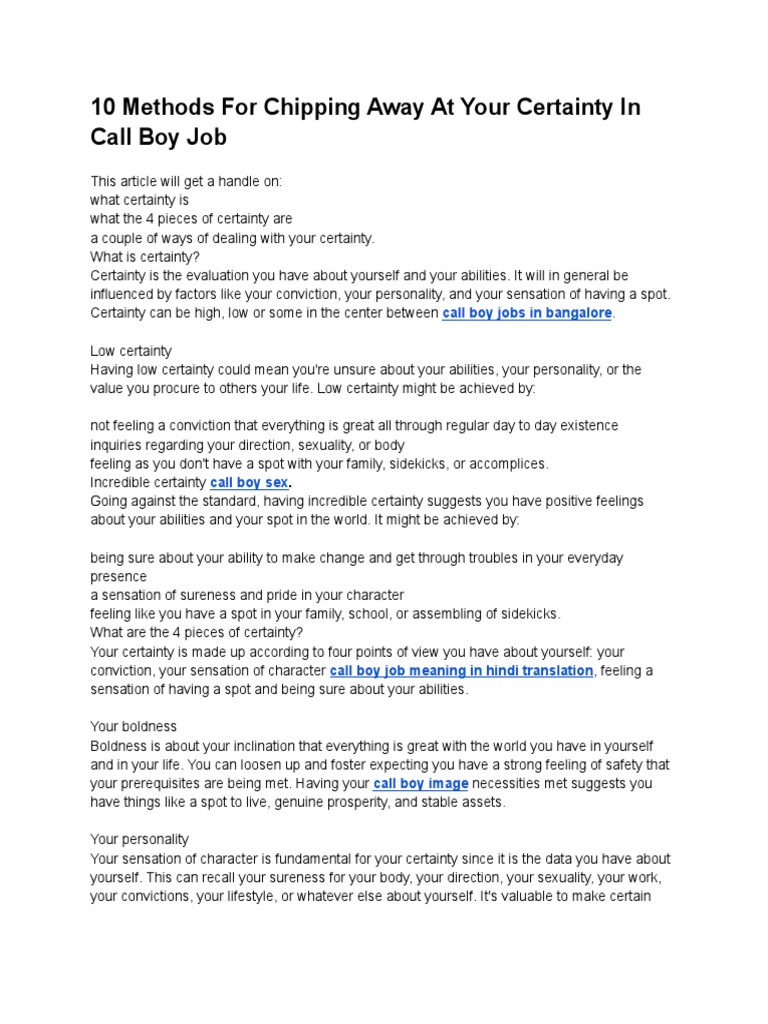 10 Methods For Chipping Away at Your Certainty in Call Boy Job | PDF ...