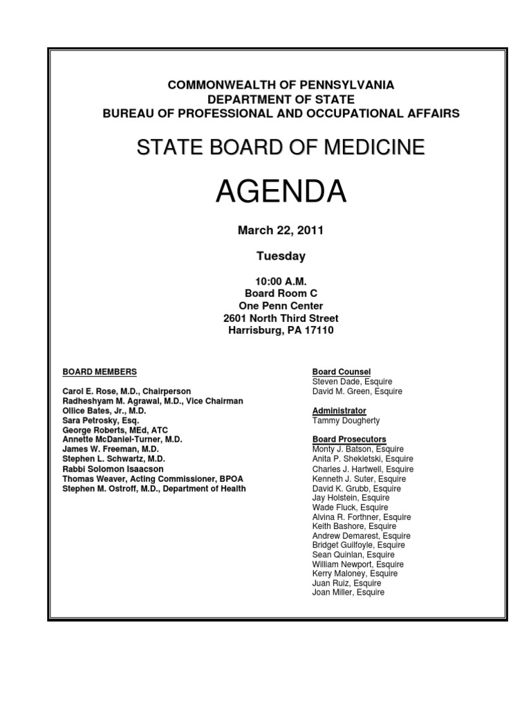 Medical Board Agenda1 Physician Medicine