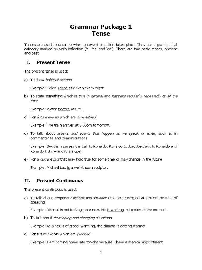 Understanding Present Tenses | PDF | Grammatical Tense | Verb