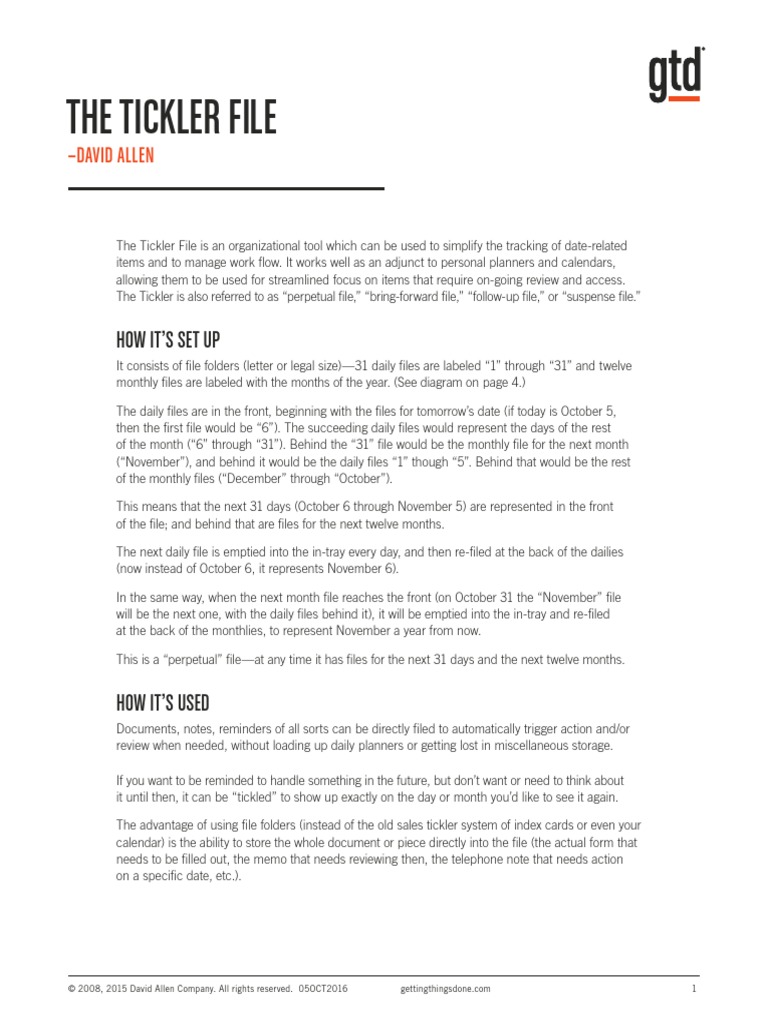 2016 Tickler File Someday Pdf