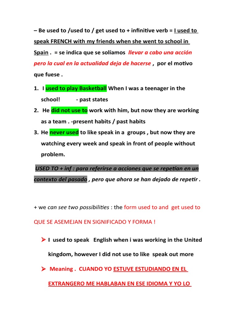Understanding Used To and Get Used To | PDF
