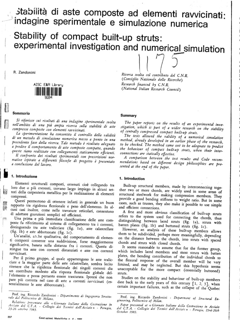 5 - Stability of Compact Built-Up Struts Experimental Investigation and ...