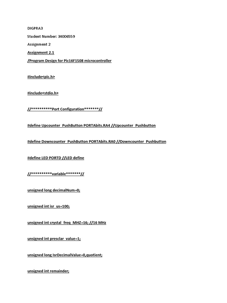 PIC16F1508 Microcontroller Program Design | PDF | Subroutine | Computer ...