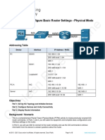 1.6.2 Packet Tracer - Configure Basic Router Settings - Physical Mode