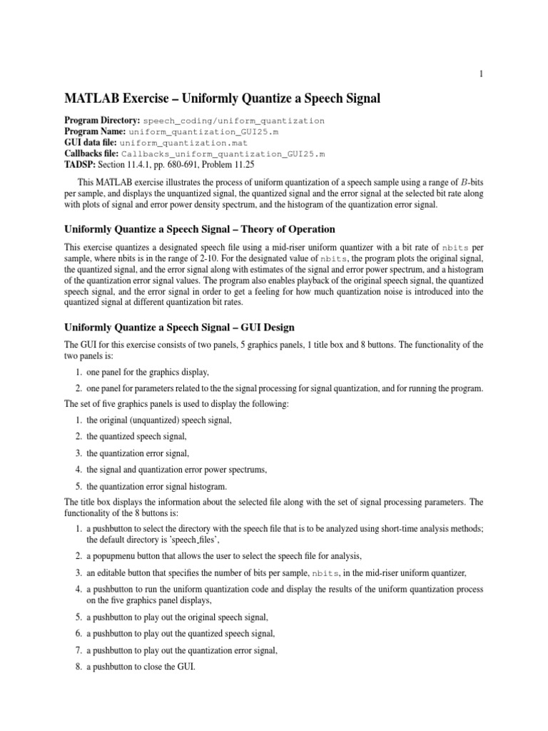 Uniform Quantization PDF Sampling (Signal Processing) Computer File