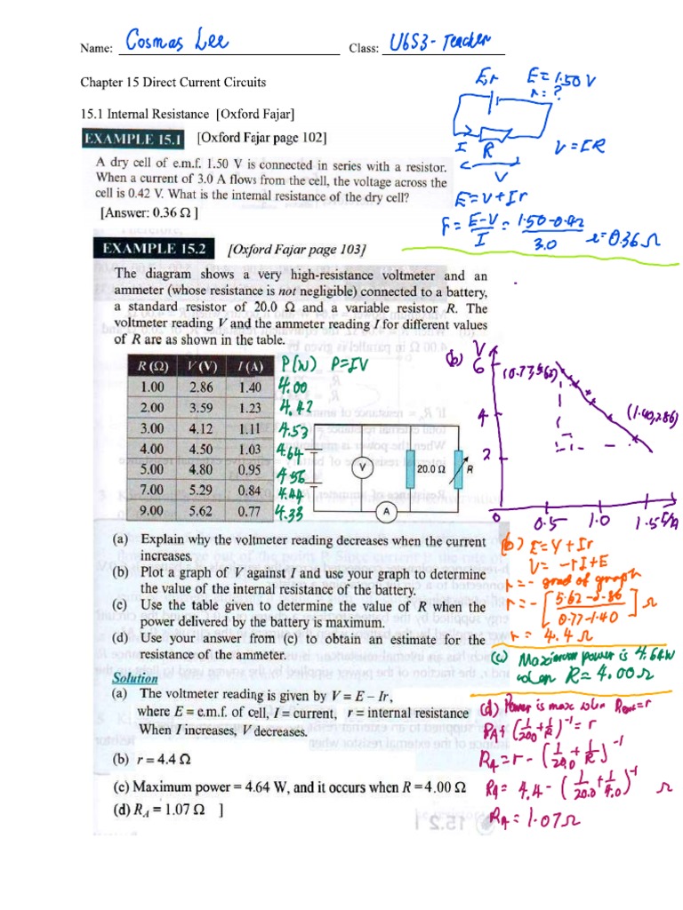 Chapter 15 Direct Current Circuits (Examples and Past Year Questions