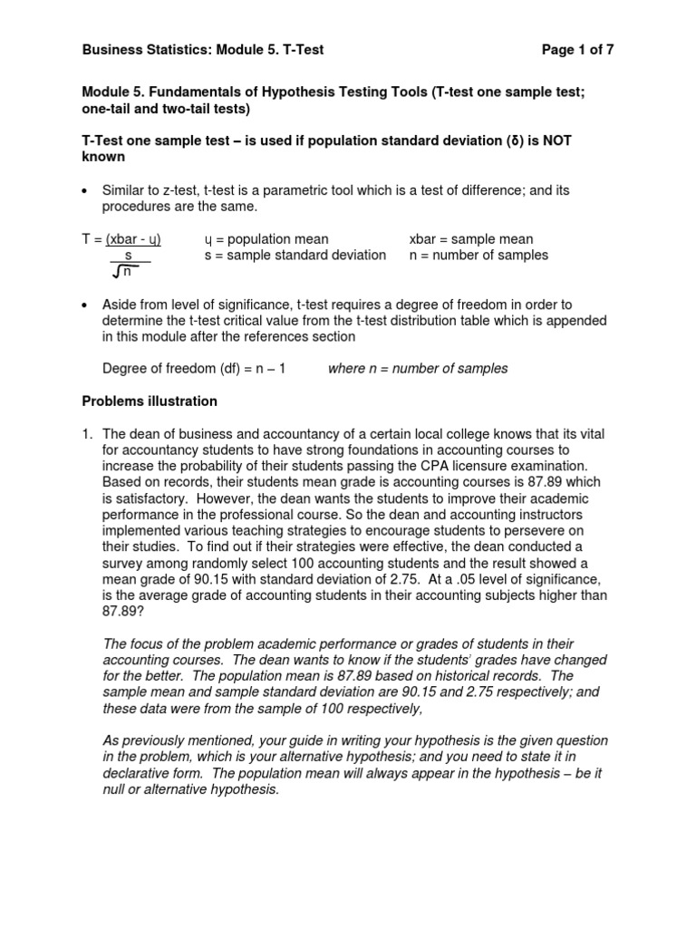 Statistics Module 5 | PDF | Student's T Test | Statistical Significance