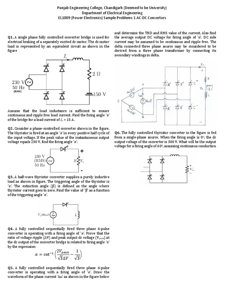 Sample Numerical Problems1 (ACDC Convertors) PDF Rectifier