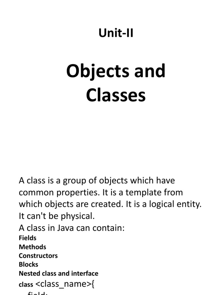 Java Unit 2 - Objects and Classes | Download Free PDF | Programming ...