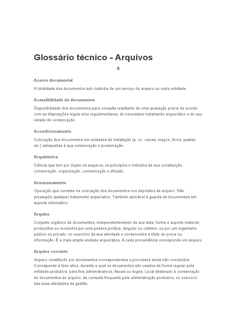 Glossário Técnico Narq | PDF | Ciência da Informação
