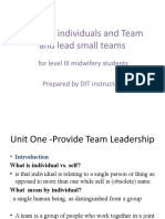 Develop Individuals and Team and Lead Small Teams: For Level III Midwifery Students Prepared by DIT Instructors