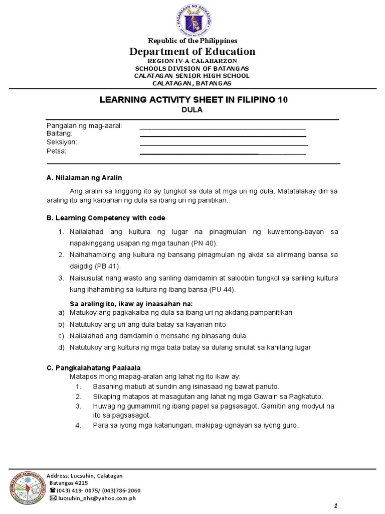 Importance Of Learning Activity Sheets Deped