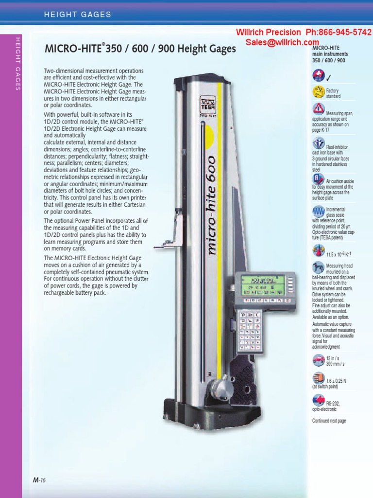 Brown and Sharpe TESA MICRO HITE 350 - 600 - 900 | PDF | Printer ...