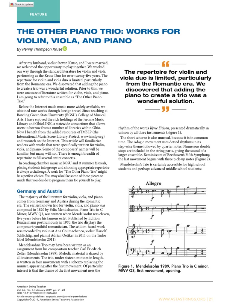 The Other Piano Trio Works For Violin, Viola, and Piano PDF Viola