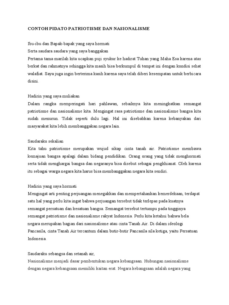 Contoh Pidato Patriotisme Dan Nasionalisme Pdf