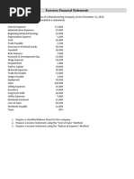 Exercises Financial Statements