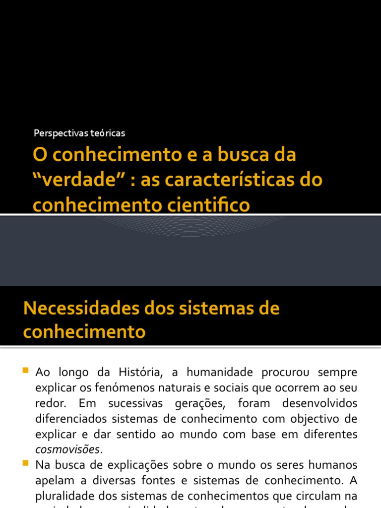 Caracteristicas Do Conhecimento Cientifico | PDF | Science | Conhecimento