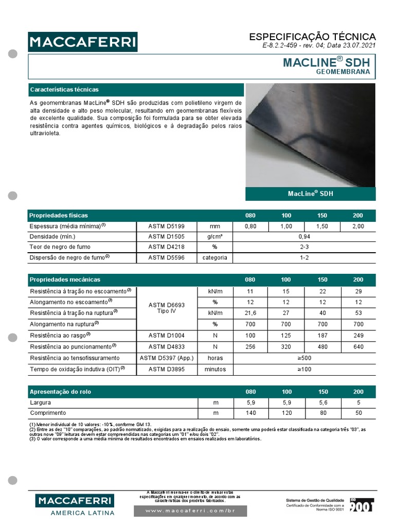 TDS BR MacLine SDH Aug21 PT | PDF | Ciências Físicas | Química
