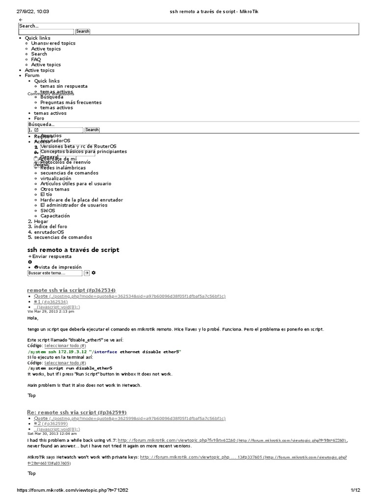 SSH Remoto A Través de Script - MikroTik | PDF | Telecomunicaciones ...