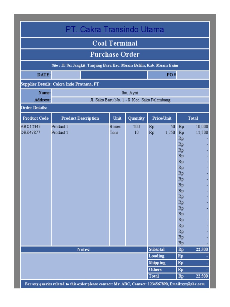 Purchase Order Template Format | PDF