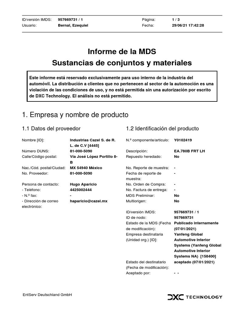 Informe MDS: EntServ Deutschland GmbH | PDF | Informática | Industrias ...