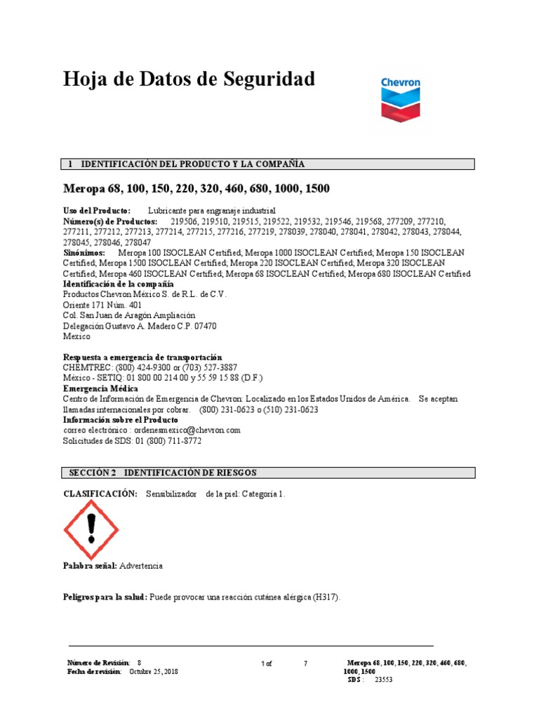 Ficha Técnica de Meropa 220 | PDF | Toxicidad | Combustión