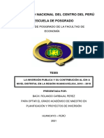 Tesis Rolando de Grado La Inversión Publica y Su Contribución Al Idh A Nivel Distrital en La Región Huancavelica, 2010 - 2019economia