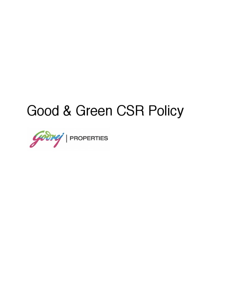 Godrej Properties CSR Policy PDF Corporate Social Responsibility Sustainability