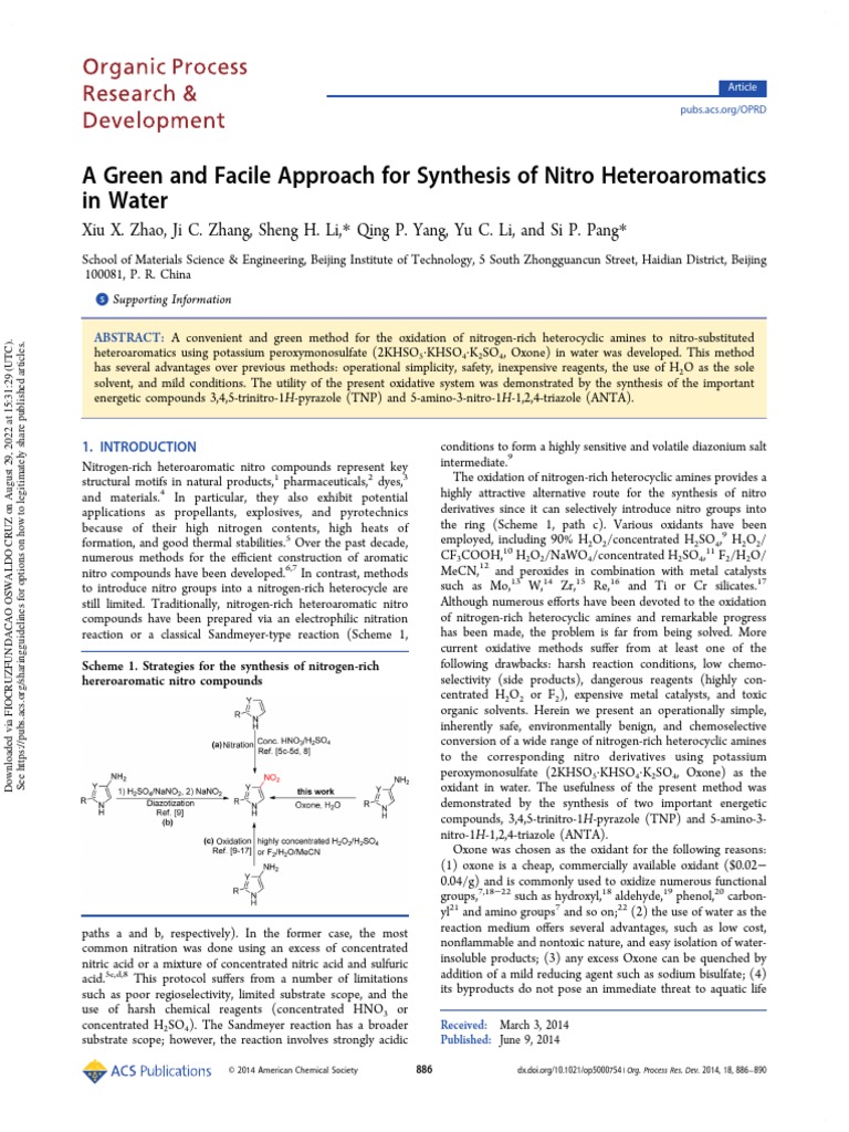 A Green and Facile Approach For Synthesis of Nitro Heteroaromatics ...