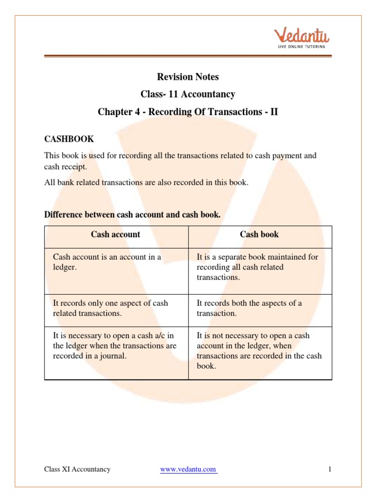 Class 11 Accountancy Chapter 4 Notes | PDF | Cheque | Banks