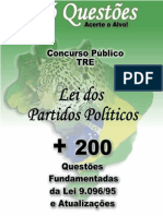 E-Book Lei Dos Partidos Políticos - Lei 9.096 - 95 - 200 Questões